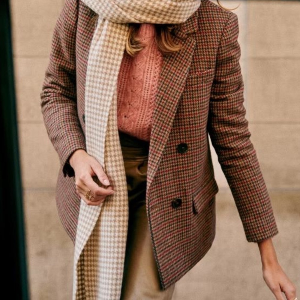 NWT SEZANE CHRISTIE HOUNDSTOOTH JACKET ❤️🤎 SIZE FR38/US6 - Picture 3 of 11